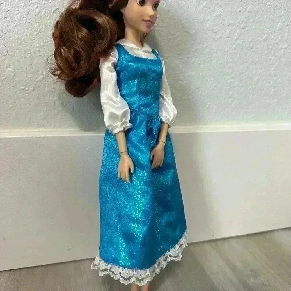 Disney Princess Belle Doll Classic Blue Ballgown Long Curly Hair Toy for Kids